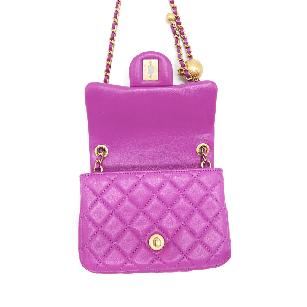 CHANEL PEARL CRUSH LAMBSKIN NA114 PURPLE GHW