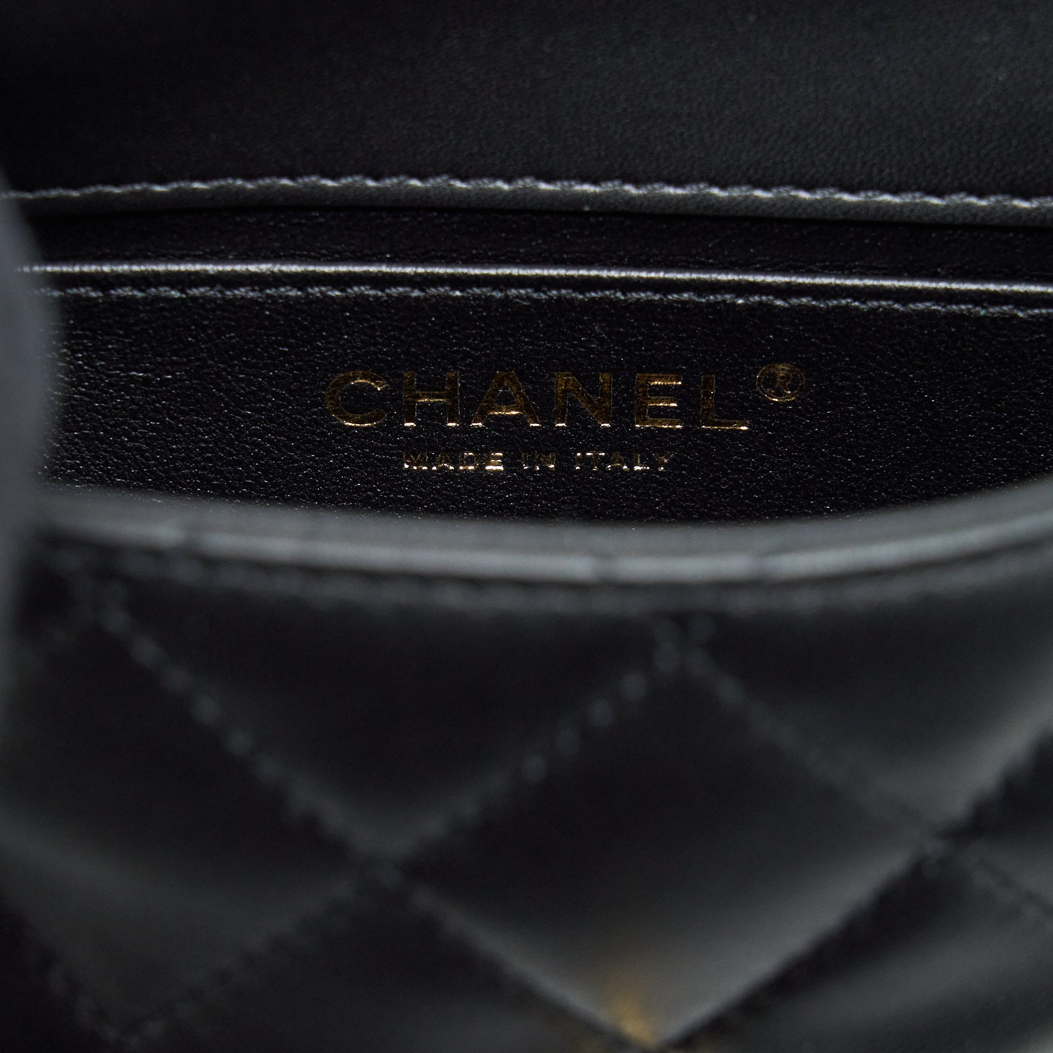 CHANEL SEASONAL MINI RECTANGULAR FLAP BAG HEART CHARM CHAIN LAMBSKIN BLACK GHW (MICROCHIP)