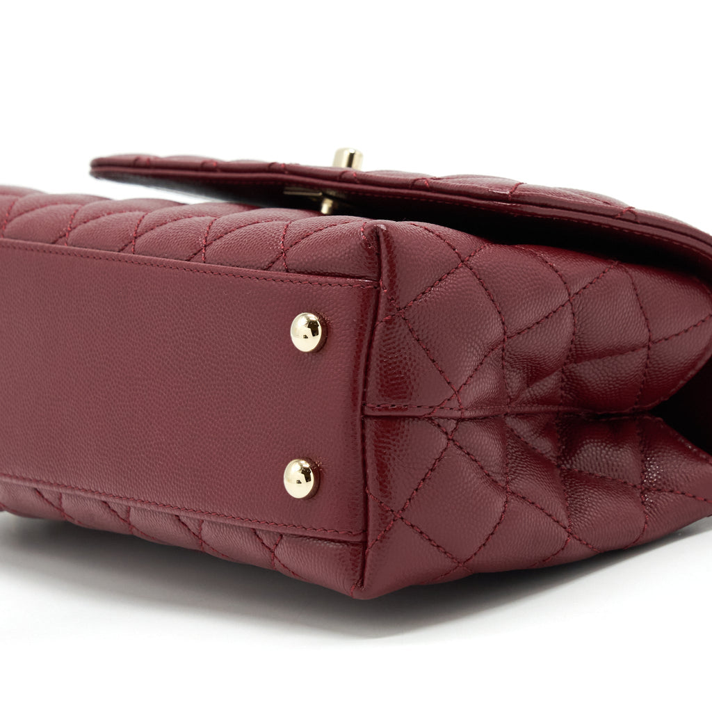 CHANEL 21A SMALL COCO HANDLE CAVIAR NC635 BURGUNDY LGHW