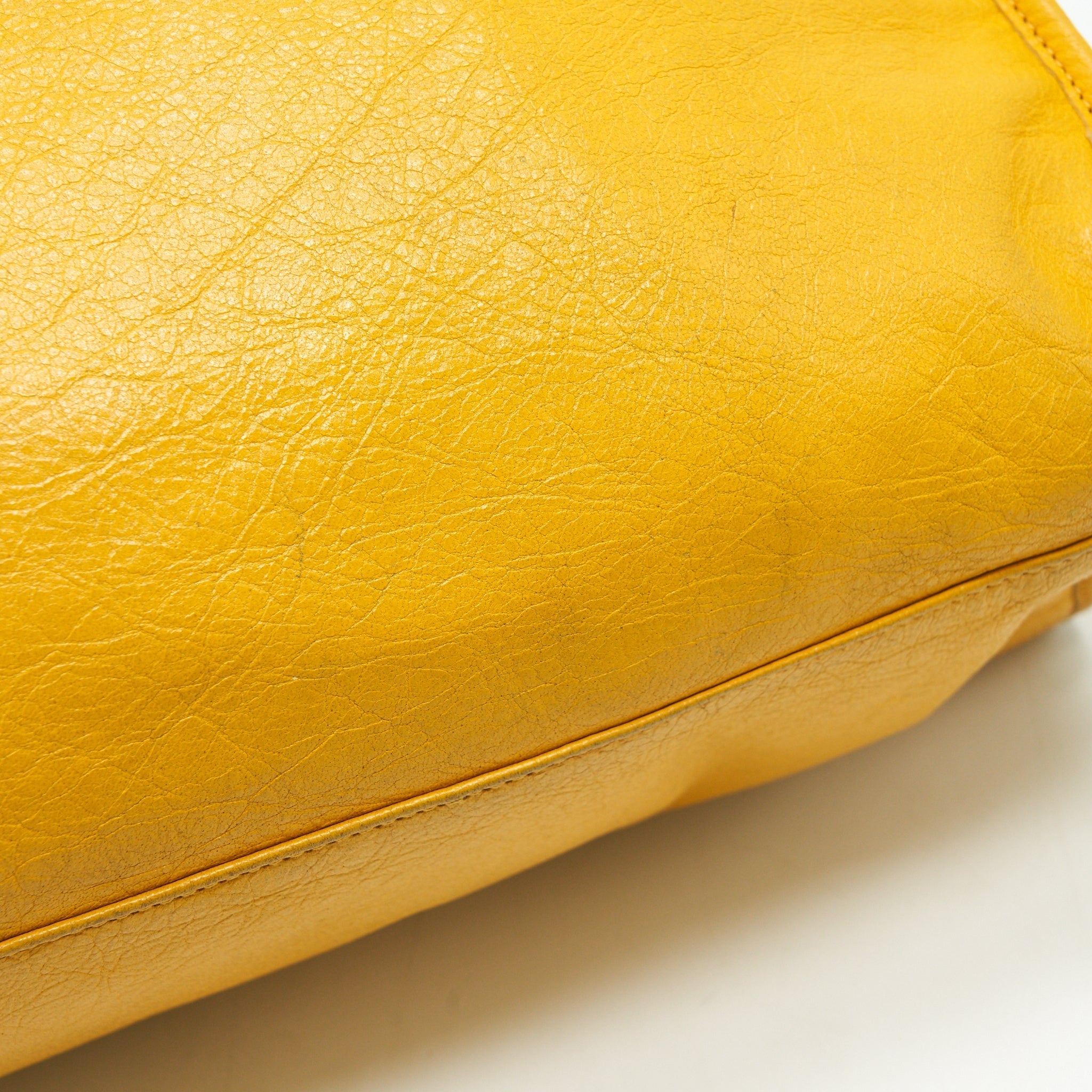 BALENCIAGA CLASSIC CITY BAG YELLOW RUTHENIUM HARDWARE