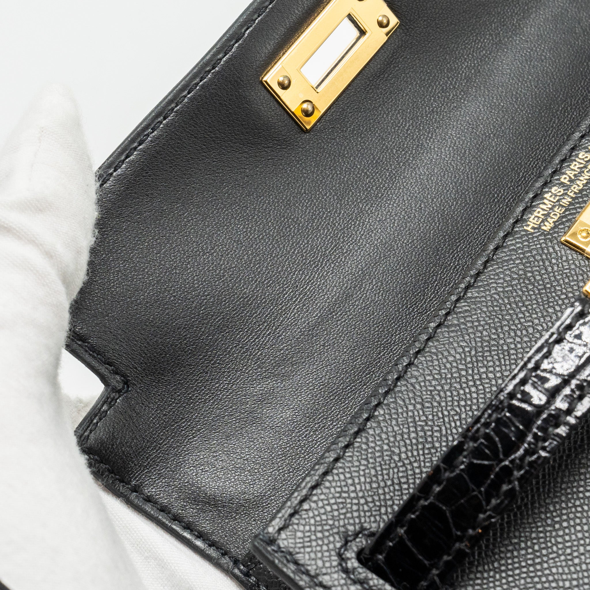 HERMES TOUCH MINI KELLY II MADAME / ALLIGATOR MISSISSIPPIENSIS BLACK GHW