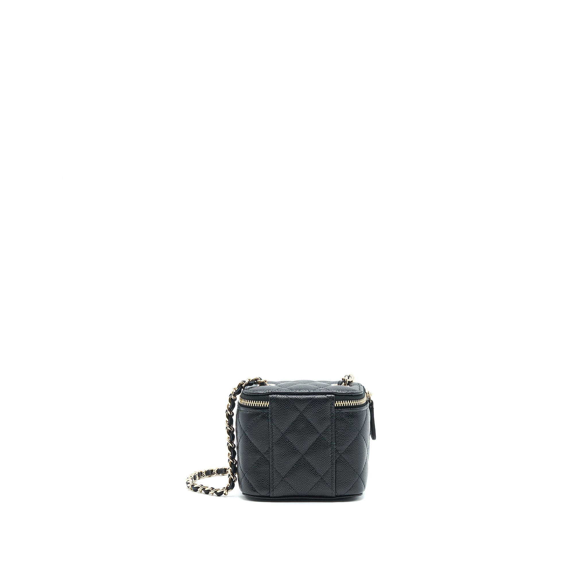 CHANEL 22C MINI VANITY WITH CHAIN BLACK CAVIAR LGHW