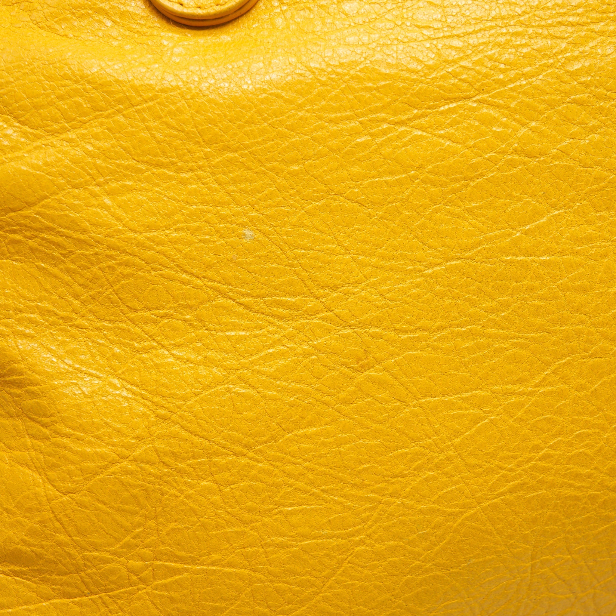 BALENCIAGA CLASSIC CITY BAG YELLOW RUTHENIUM HARDWARE