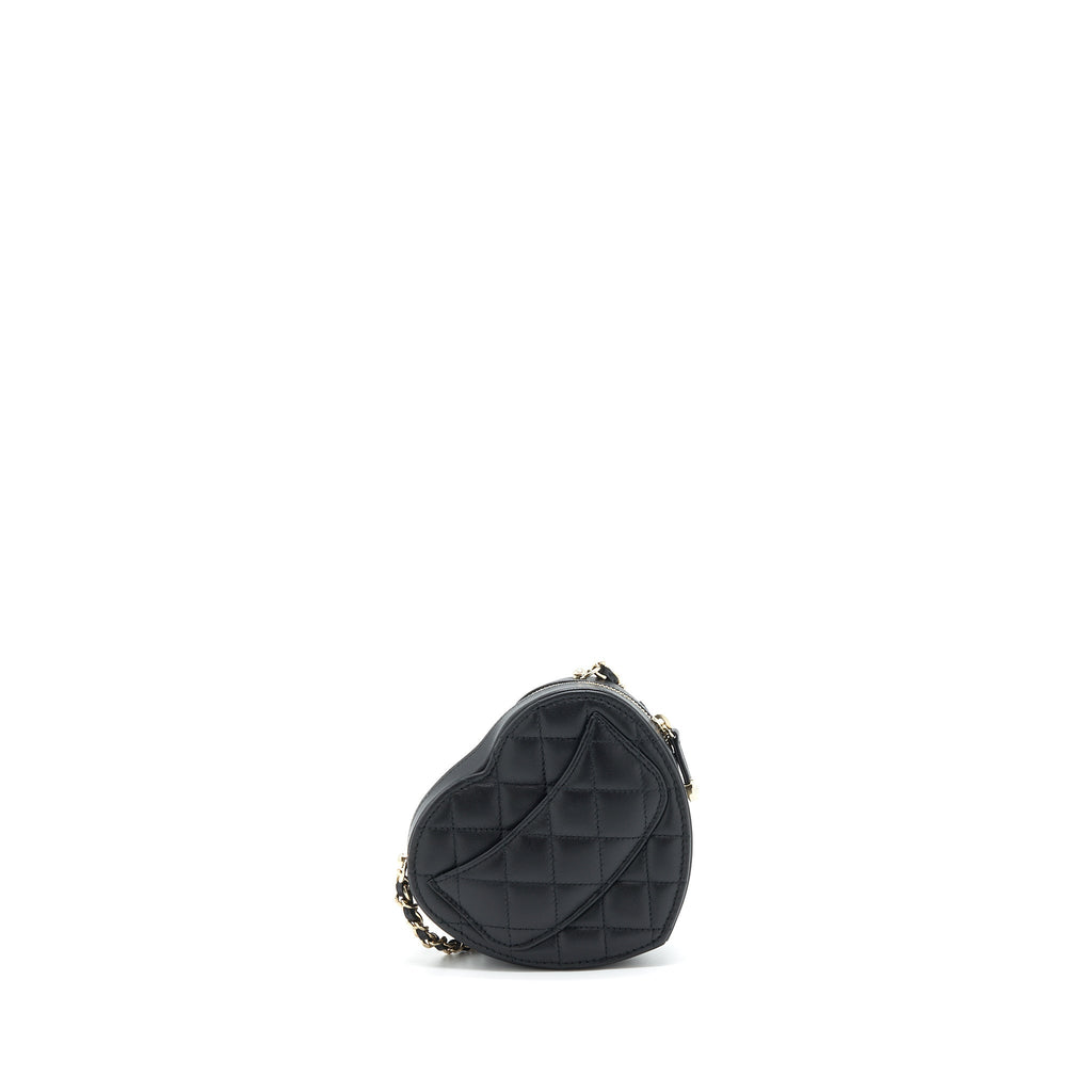 CHANEL 22S SMALL HEART BAG LAMBSKIN BLACK LGHW