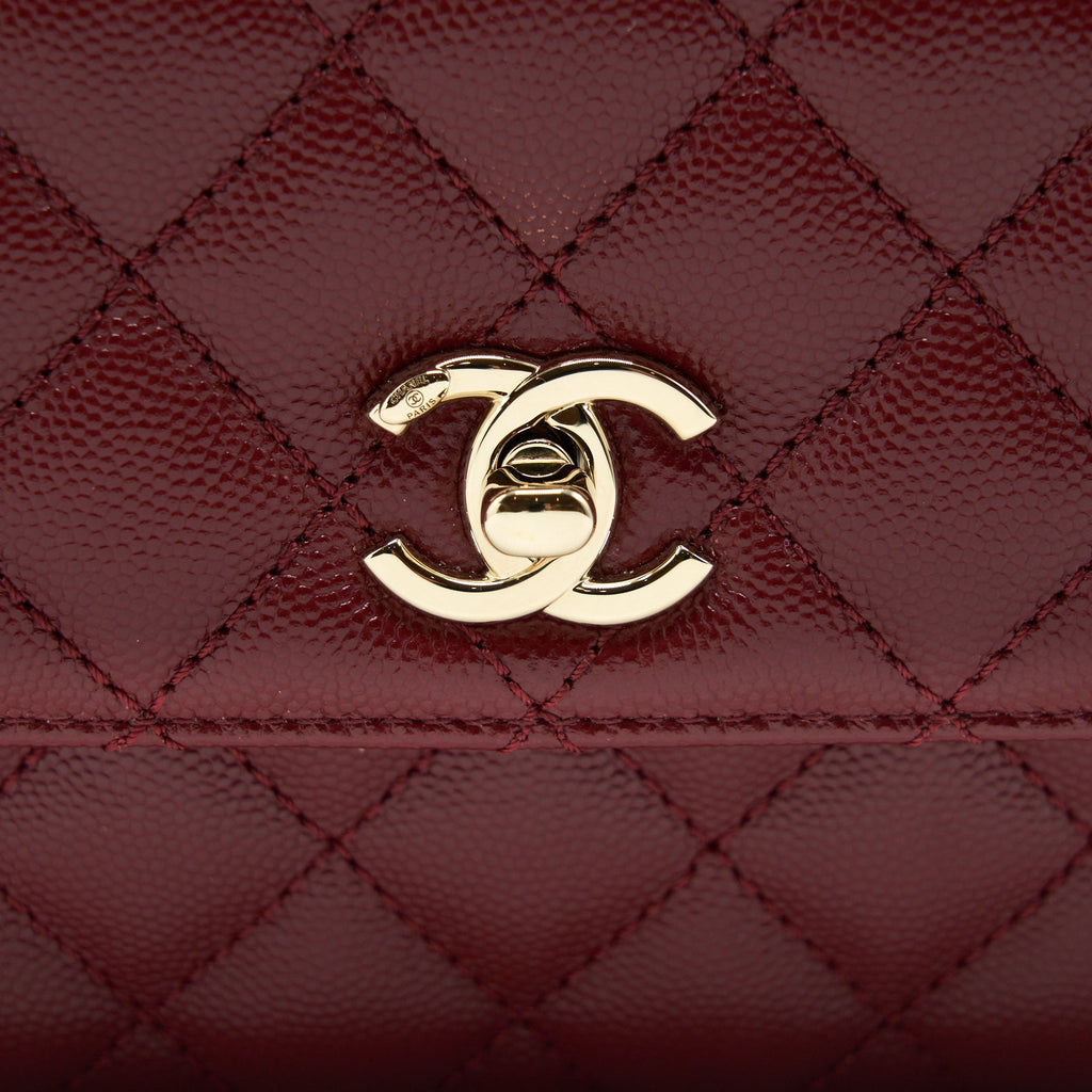 CHANEL 21A SMALL COCO HANDLE CAVIAR NC635 BURGUNDY LGHW