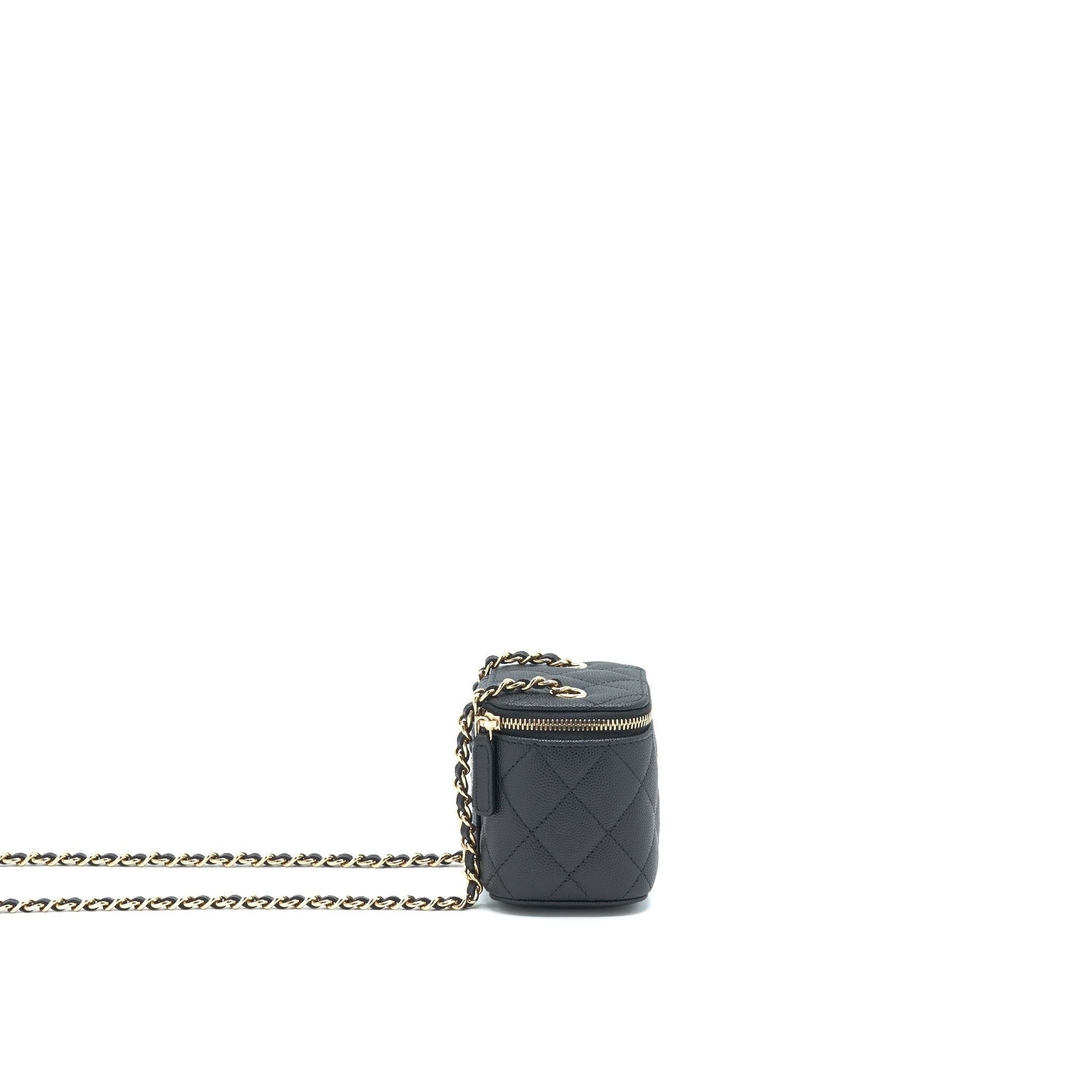CHANEL 22C MINI VANITY WITH CHAIN BLACK CAVIAR LGHW