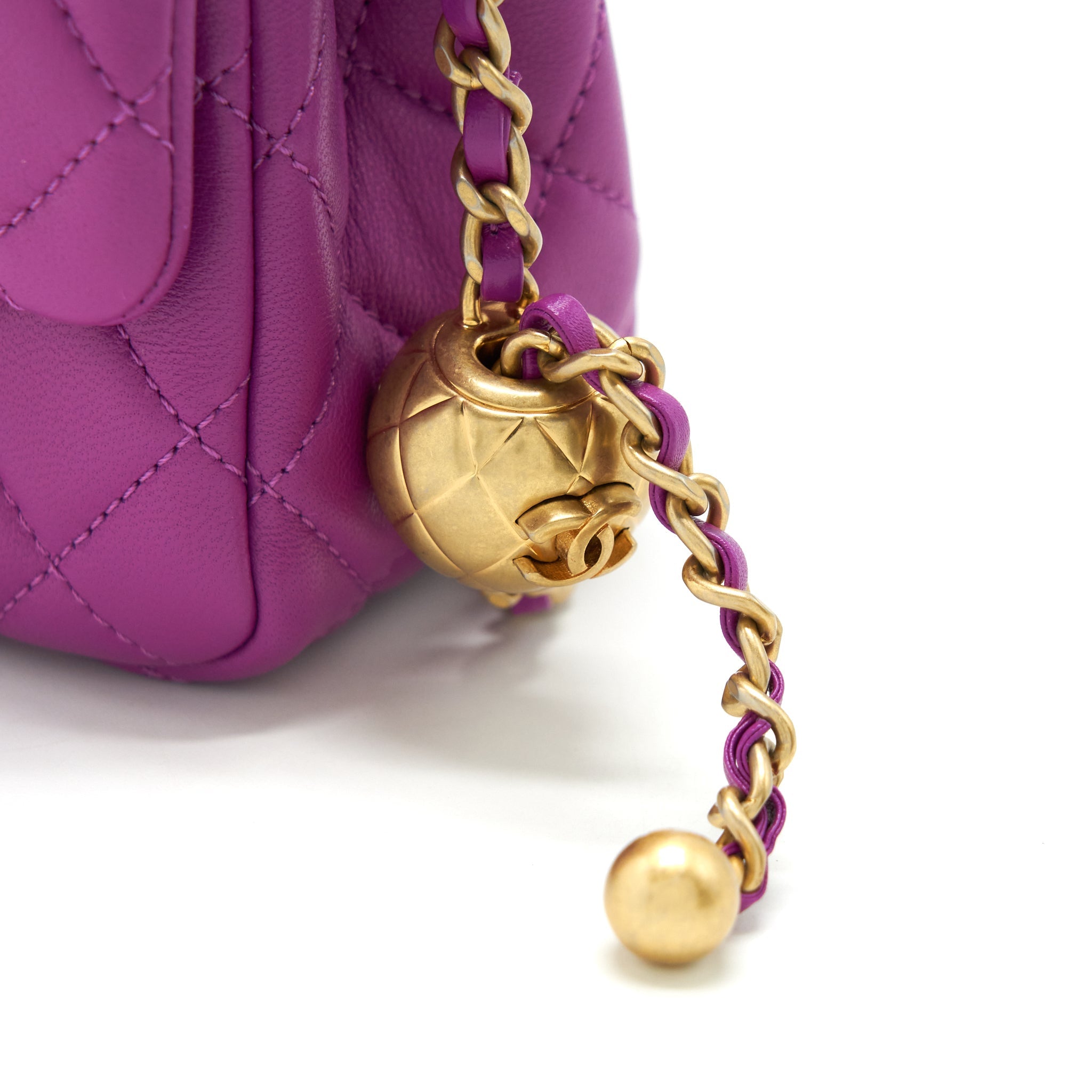 CHANEL PEARL CRUSH LAMBSKIN NA114 PURPLE GHW