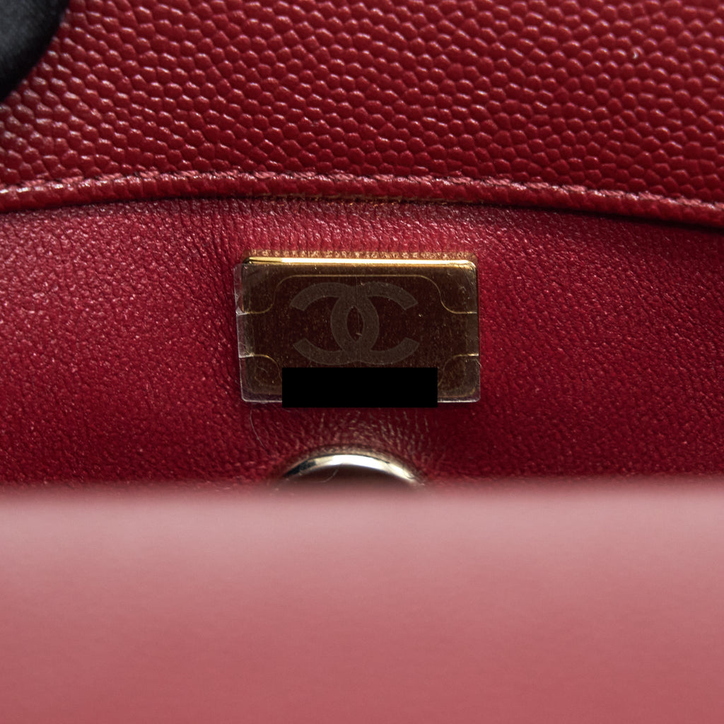 CHANEL 21A SMALL COCO HANDLE CAVIAR NC635 BURGUNDY LGHW