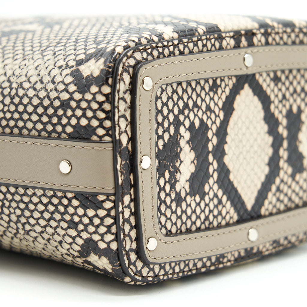 CHLOE ROY MINI BUCKET BAG SILVER TONE
