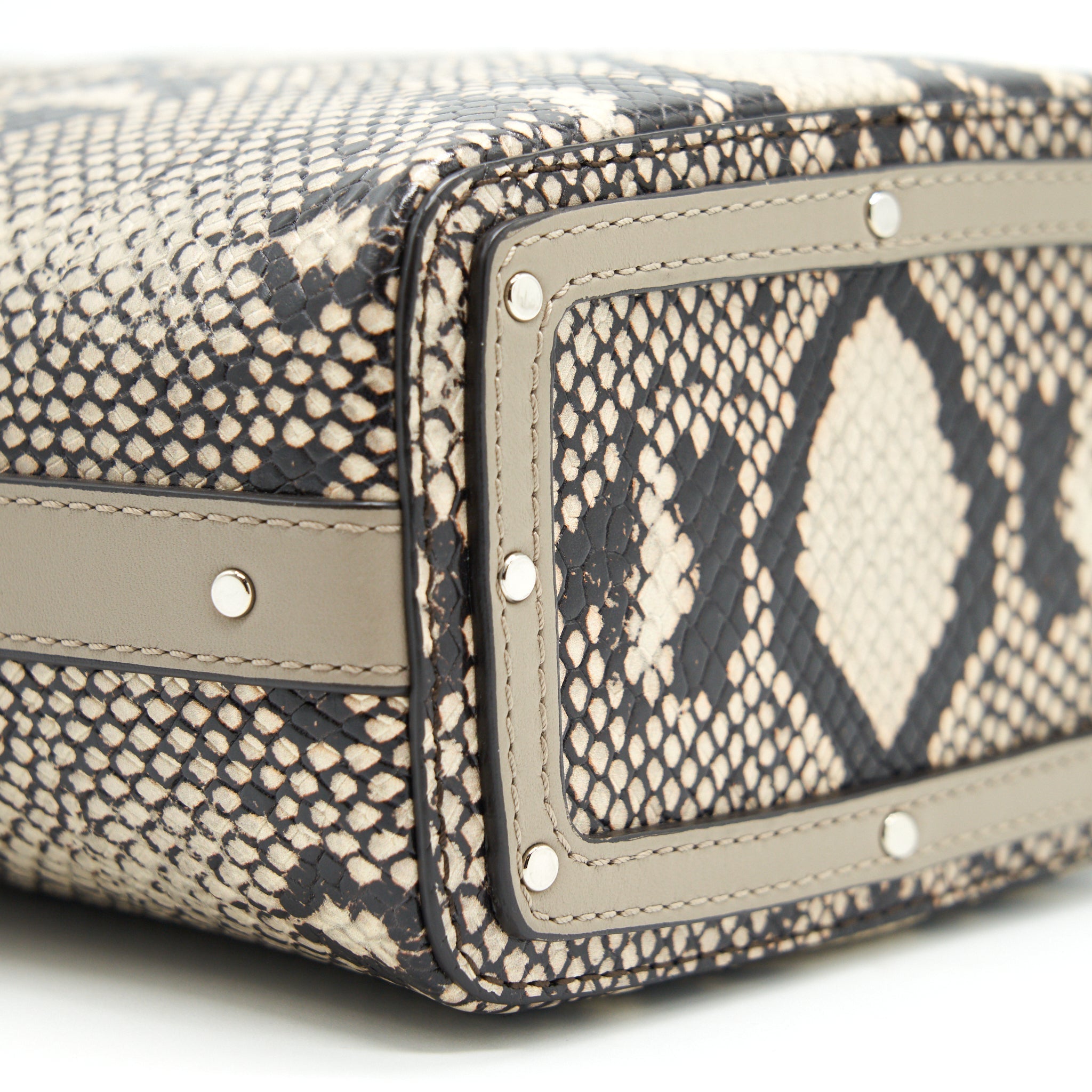 CHLOE ROY MINI BUCKET BAG SILVER TONE