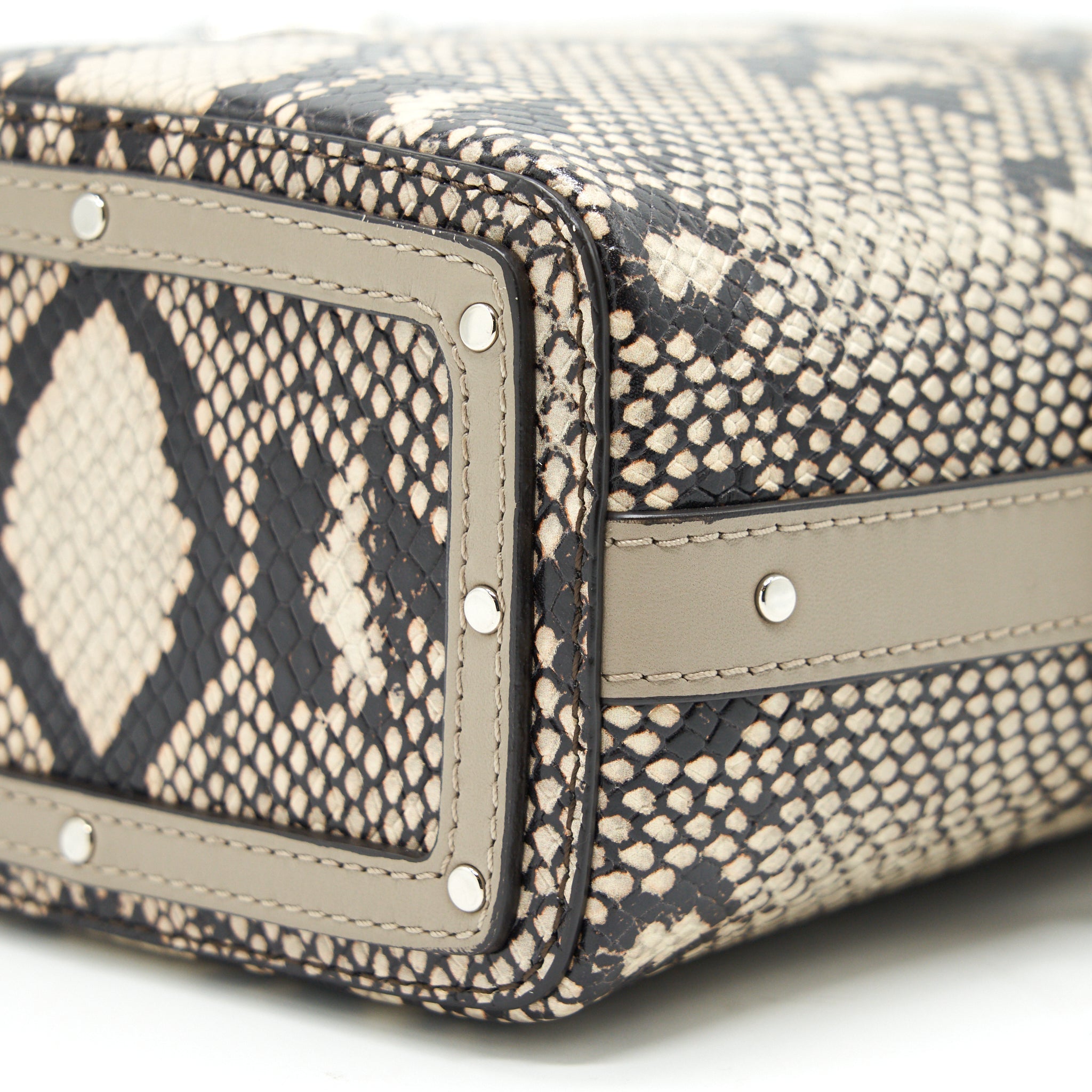 CHLOE ROY MINI BUCKET BAG SILVER TONE