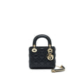 DIOR MINI LADY DIOR TOTE BAG LAMBSKIN BLACK LGHW