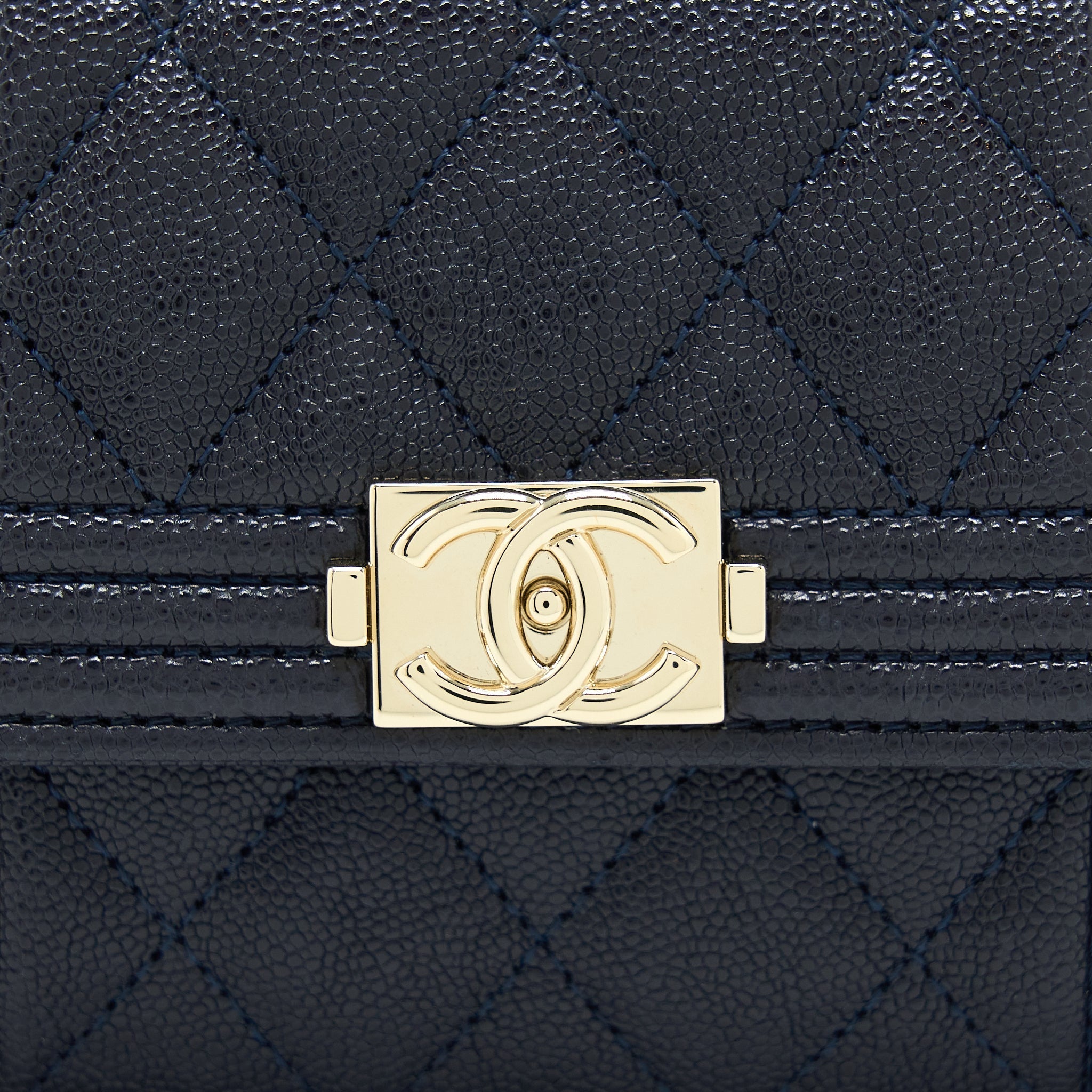 CHANEL BOY SMALL FLAP CARD HOLDER CAVIAR BLACK GHW