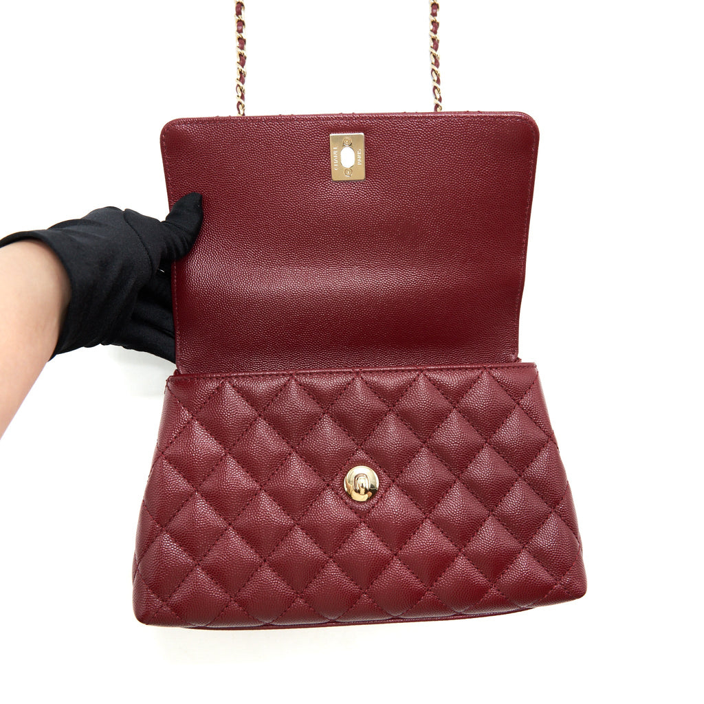 CHANEL 21A SMALL COCO HANDLE CAVIAR NC635 BURGUNDY LGHW