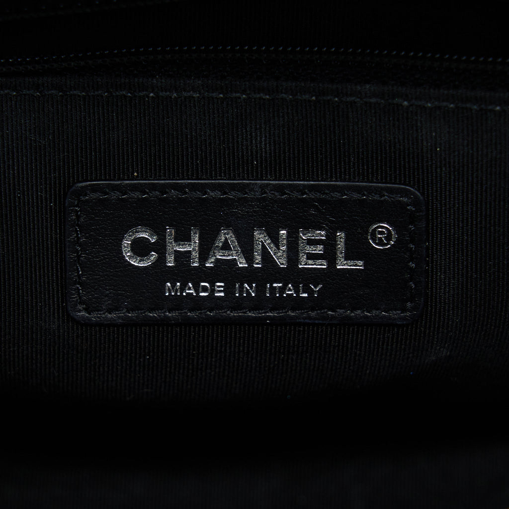 CHANEL SEASONAL FLAP BAG CAVIAR WHITE WITH BLACK HARDWARE