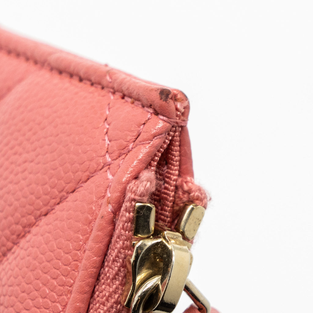 CHANEL PHONE CARD HOLDER CAVIAR PINK LGHW
