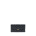 CHANEL CLASSIC LONG FLAP WALLET CAVIAR BLACK GHW