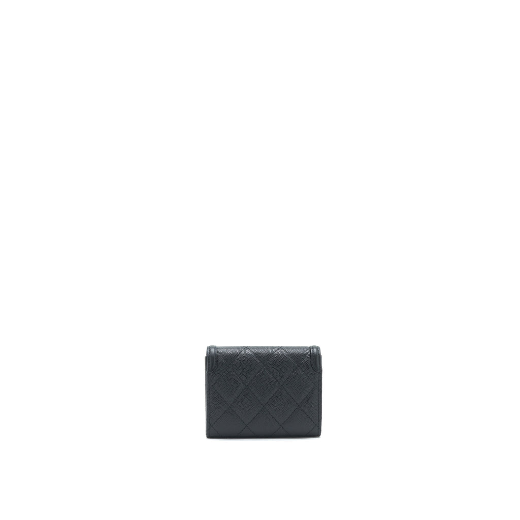 CHANEL FILIGREE FLAP CARD HOLDER CAVIAR BLACK GHW