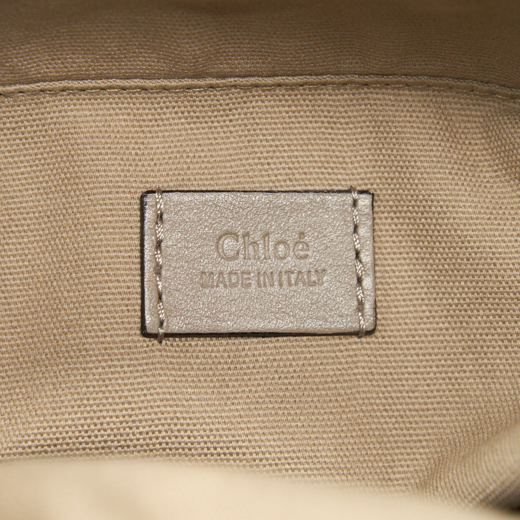 CHLOE ROY MINI BUCKET BAG SILVER TONE