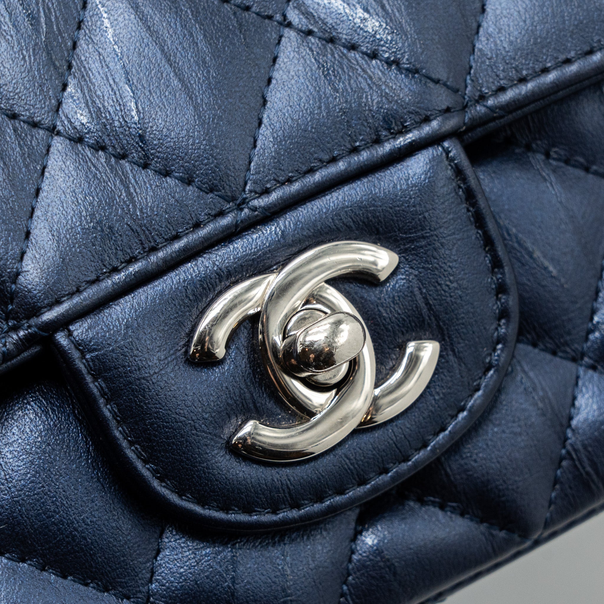 CHANEL MINI RECTANGULAR FLAP BAG CALFSKIN LIMITED DARK BLUE SHW
