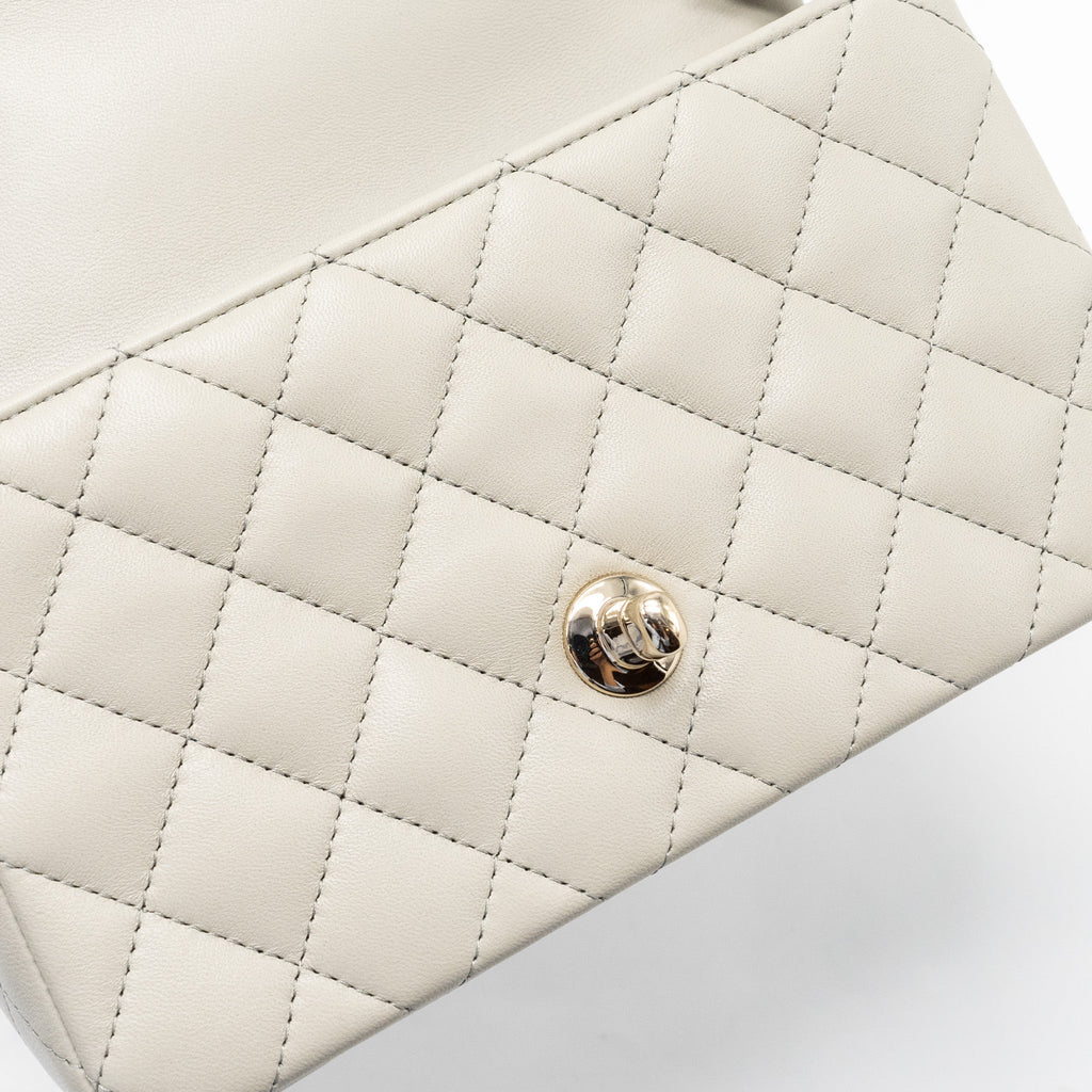 CHANEL 22C MINI RECTANGULAR FLAP BAG LAMBSKIN GREY LGHW (MICROCHIP)