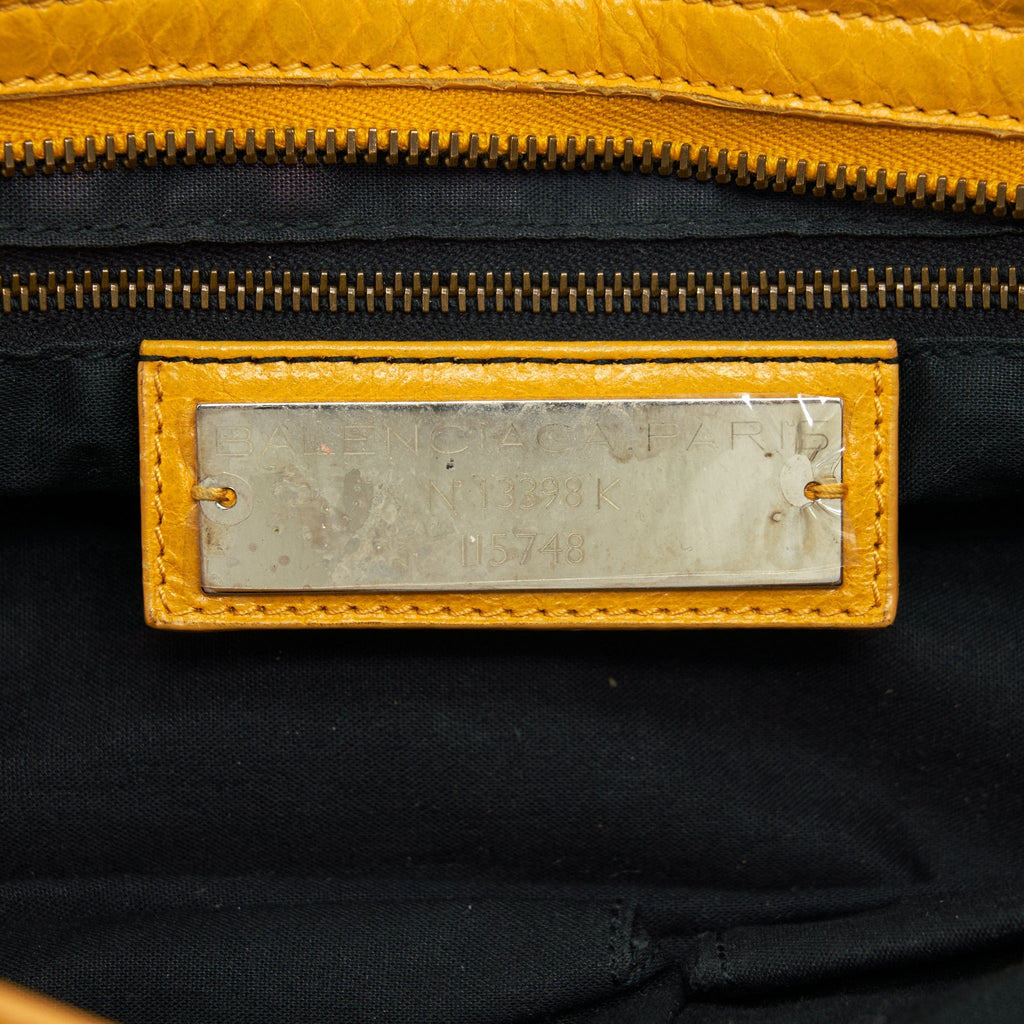 BALENCIAGA CLASSIC CITY BAG YELLOW RUTHENIUM HARDWARE