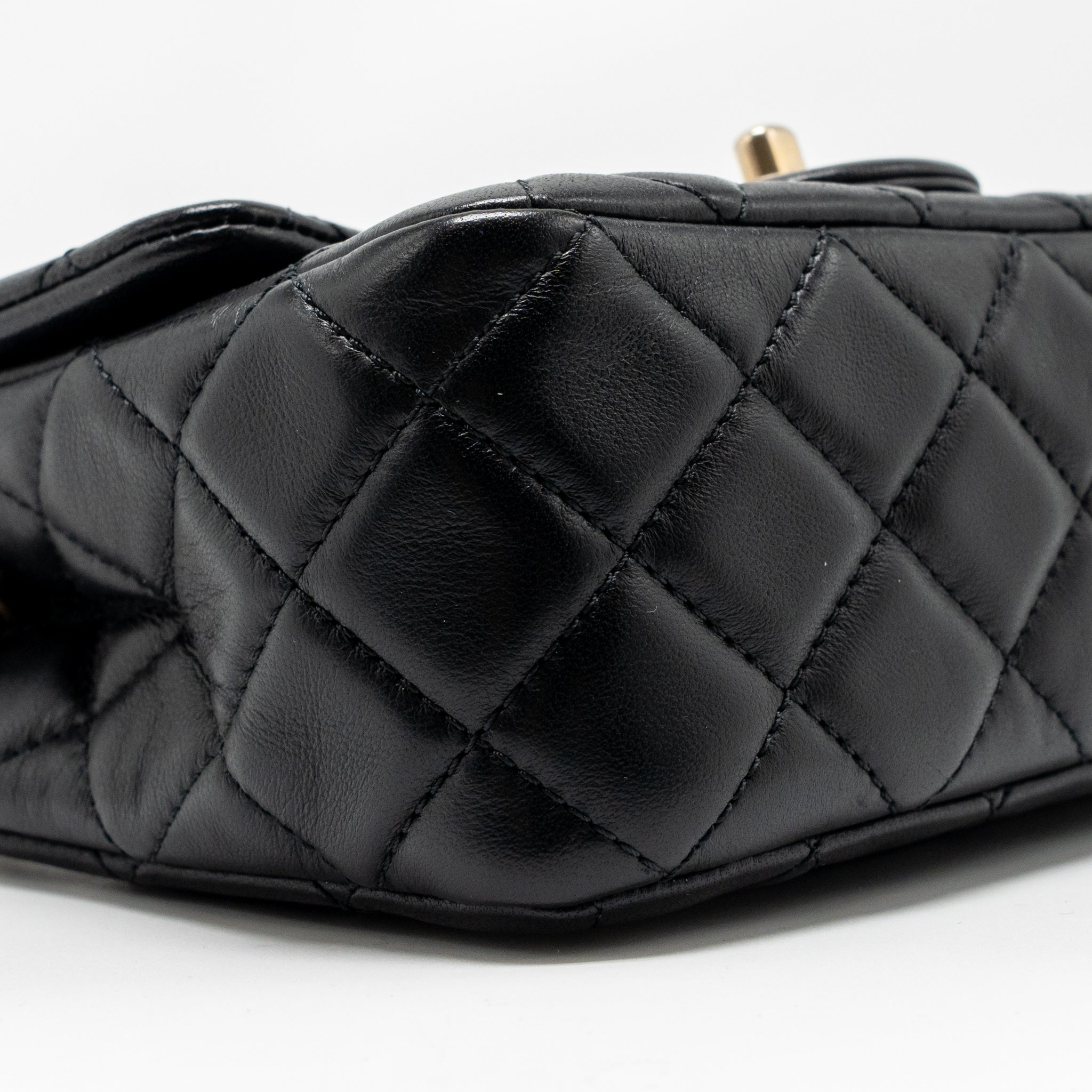 CHANEL PEARL CRUSH MINI SQUARE LAMBSKIN BLACK GHW