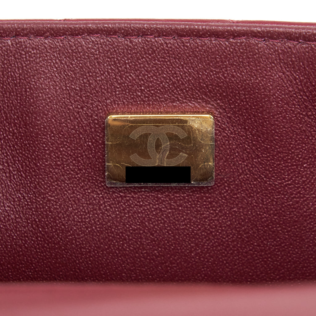 CHANEL 22C MINI RECTANGULAR FLAP BAG LAMBSKIN DARK RED LGHW MICROCHIP