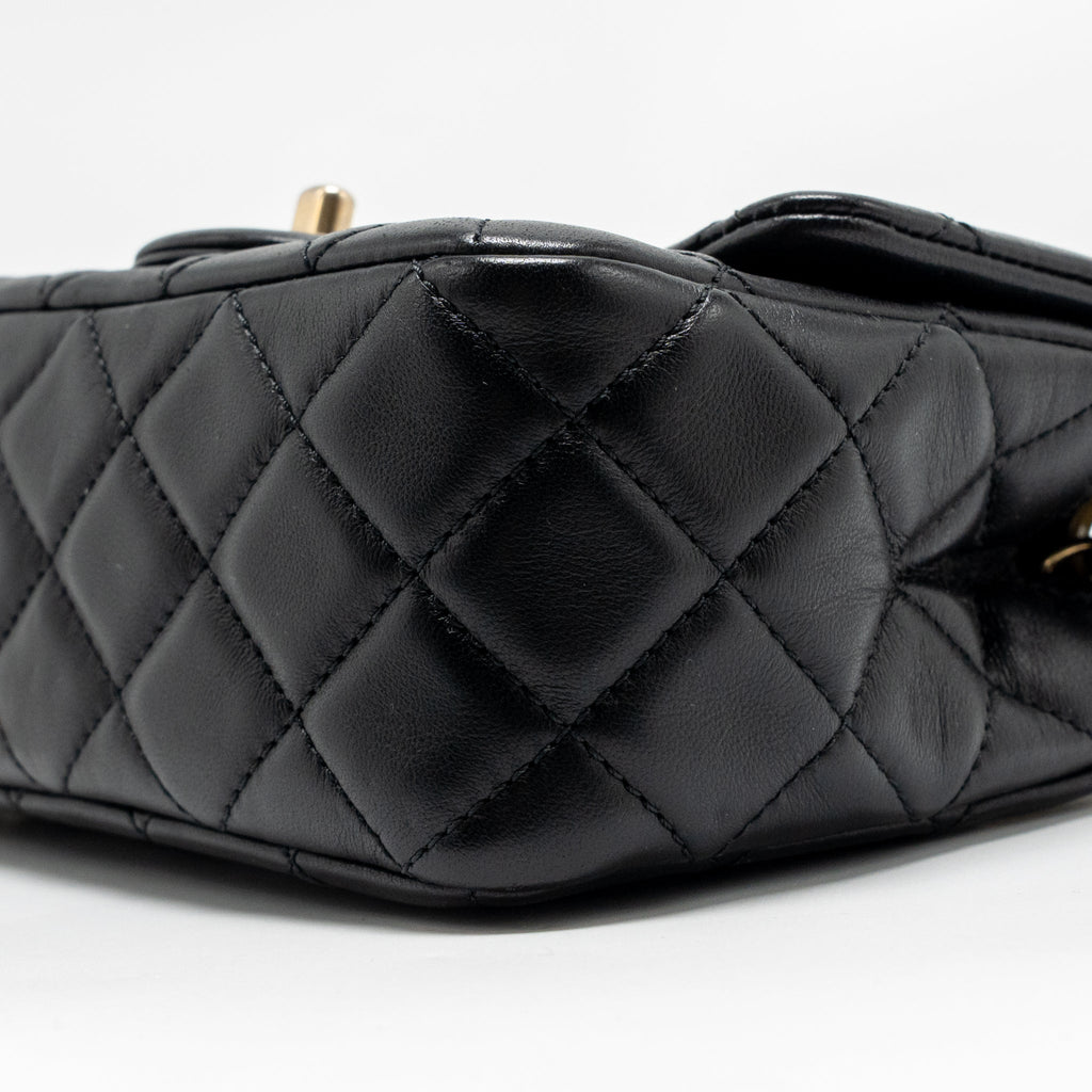 CHANEL PEARL CRUSH MINI SQUARE LAMBSKIN BLACK GHW