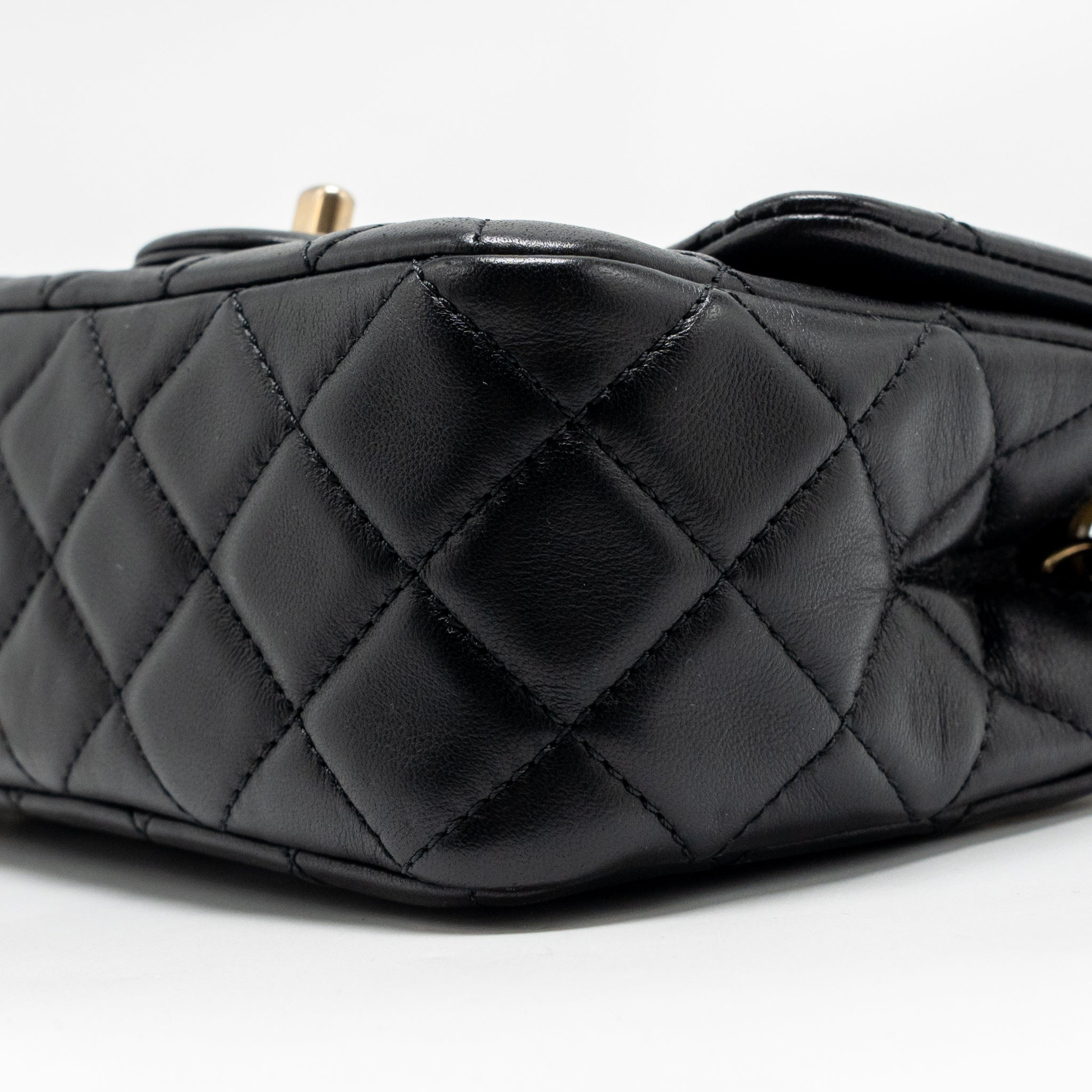 CHANEL PEARL CRUSH MINI SQUARE LAMBSKIN BLACK GHW