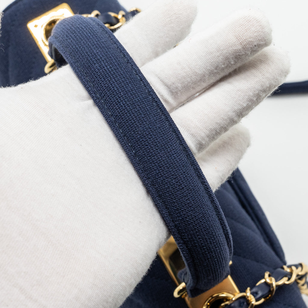 CHANEL SMALL CHEVRON TRENDY CC FABRIC NAVY GHW