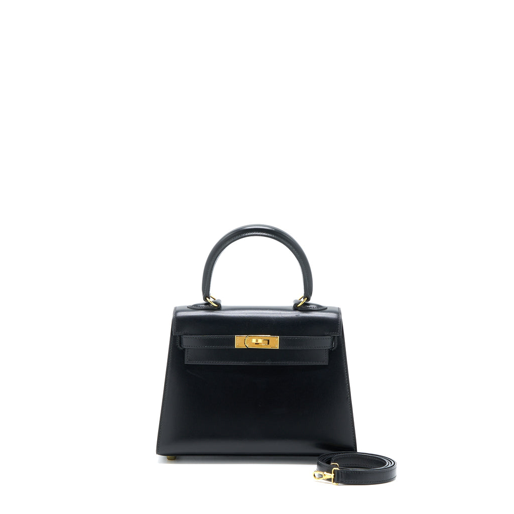 HERMES VINTAGE KELLY 20 BOX BLACK GHW