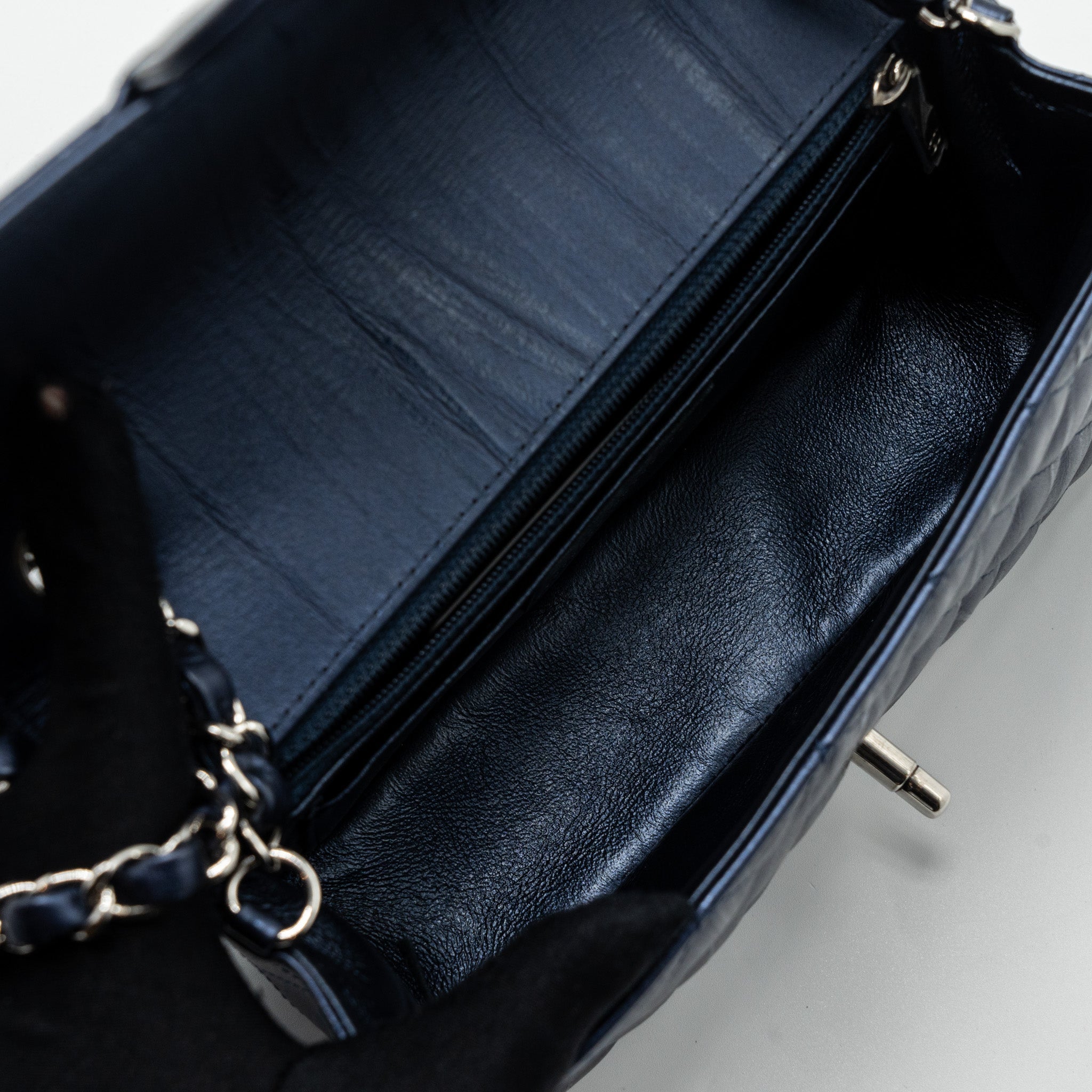 CHANEL MINI RECTANGULAR FLAP BAG CALFSKIN LIMITED DARK BLUE SHW