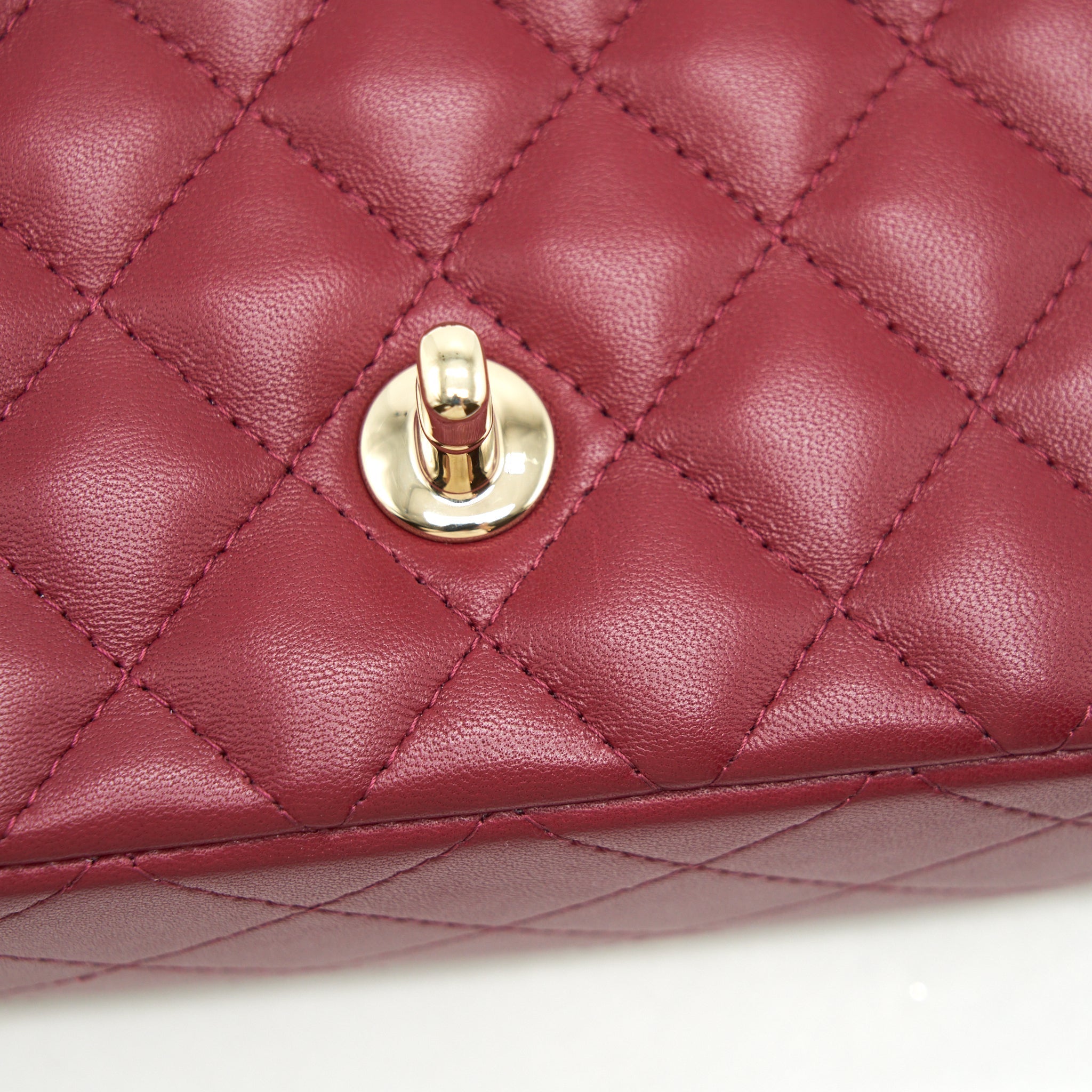 CHANEL 22C MINI RECTANGULAR FLAP BAG LAMBSKIN DARK RED LGHW MICROCHIP