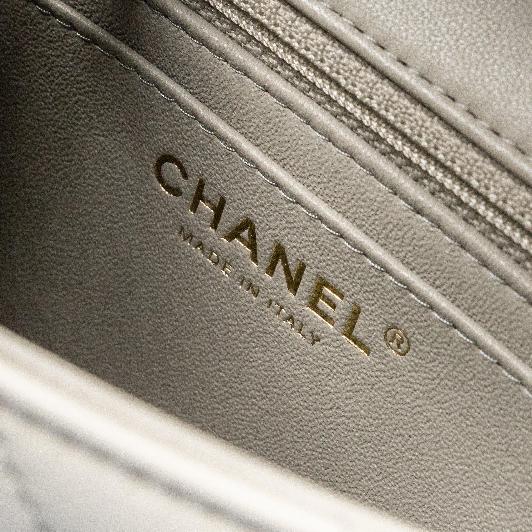 CHANEL 22C MINI RECTANGULAR FLAP BAG LAMBSKIN GREY LGHW (MICROCHIP)