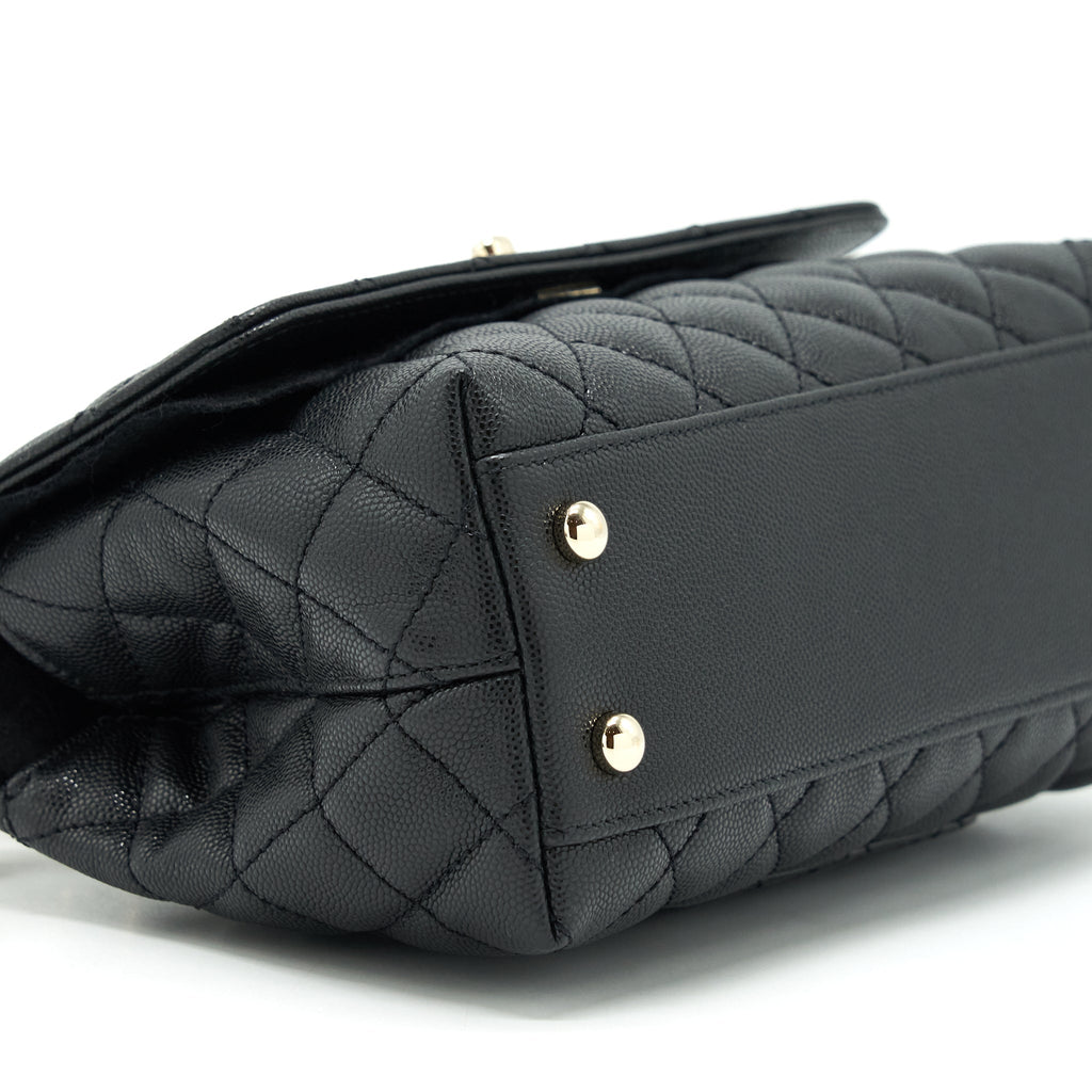CHANEL SMALL COCO HANDLE CAVIAR BLACK LGHW (MICROCHIP)