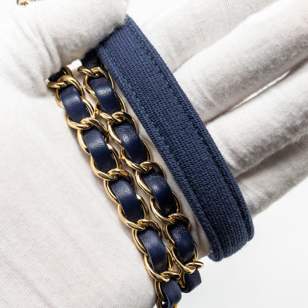 CHANEL SMALL CHEVRON TRENDY CC FABRIC NAVY GHW