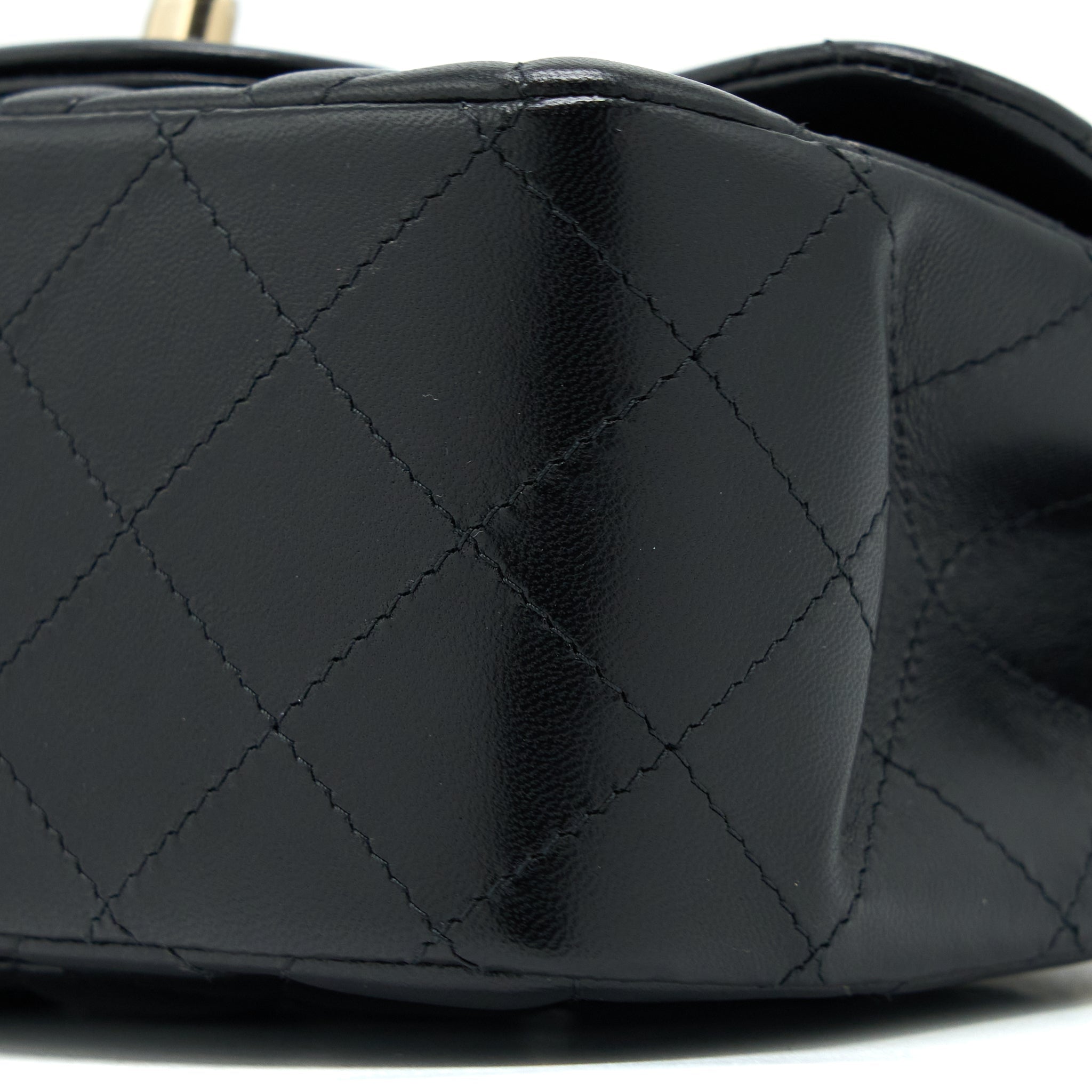 CHANEL CLASSIC MINI SQUARE FLAP BAG LAMBSKIN BLACK LGHW (MICROCHIP)