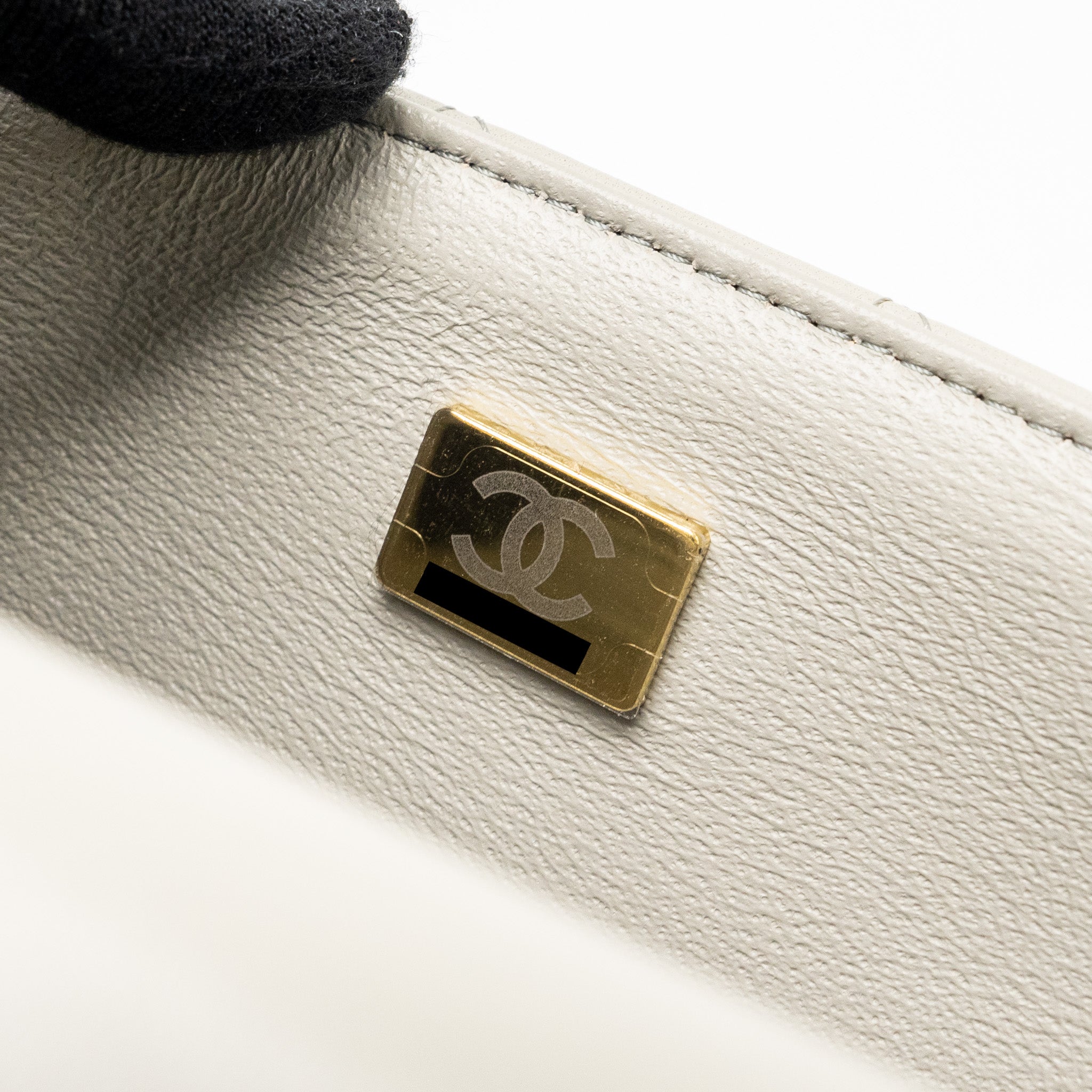 CHANEL 22C MINI RECTANGULAR FLAP BAG LAMBSKIN GREY LGHW (MICROCHIP)
