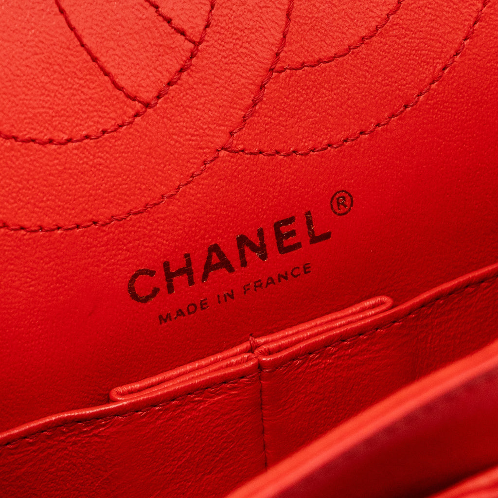 CHANEL SMALL 2.55 REISSUE FLAP BAG CHEVRON CALFSKIN RED GHW