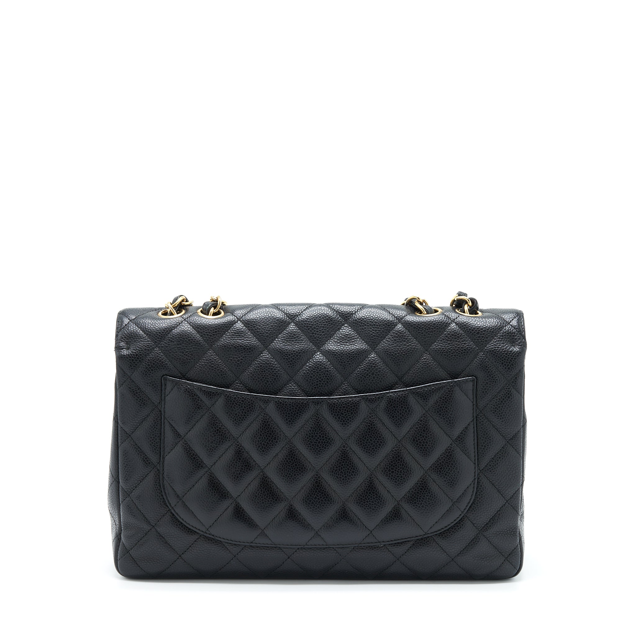 CHANEL JUMBO SINGLE FLAP BAG CAVIAR BLACK GHW