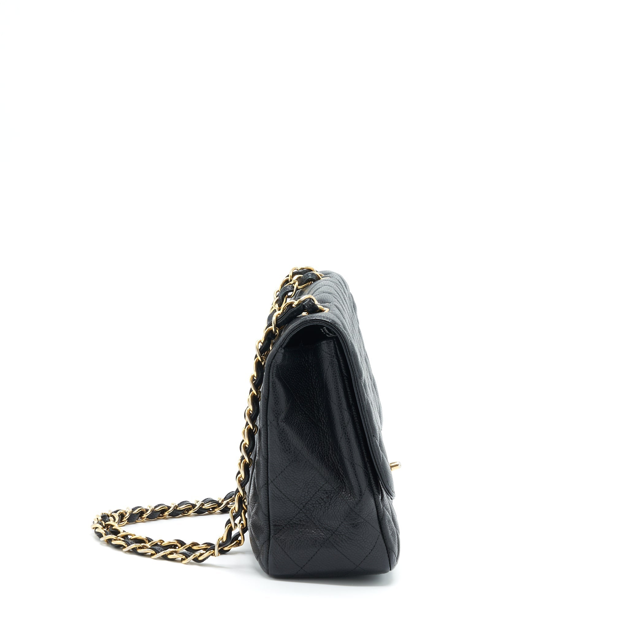 CHANEL JUMBO SINGLE FLAP BAG CAVIAR BLACK GHW