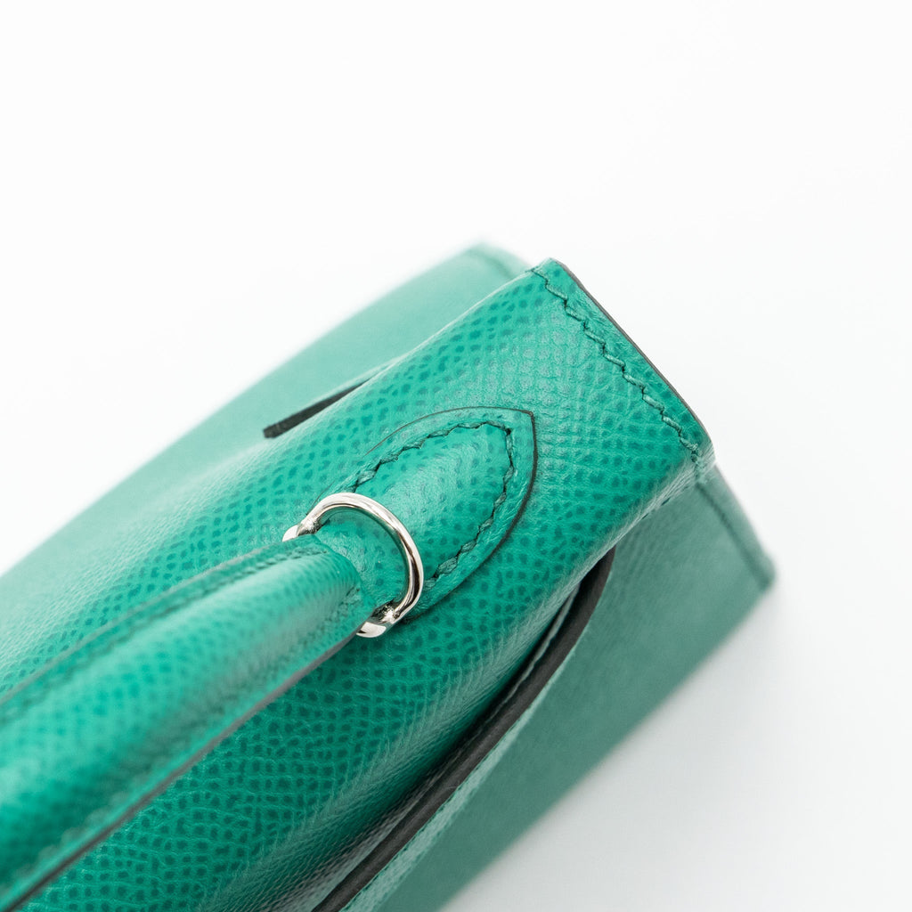 HERMES MINI KELLY EPSOM WOOLY STRAP VERT JADE/ BLUE PARADIS-SAPHIR SHW