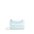 CHANEL 21K SMALL CLASSIC DOUBLE FLAP BAG CAVIAR LIGHT BLUE SHW (MICROCHIP)