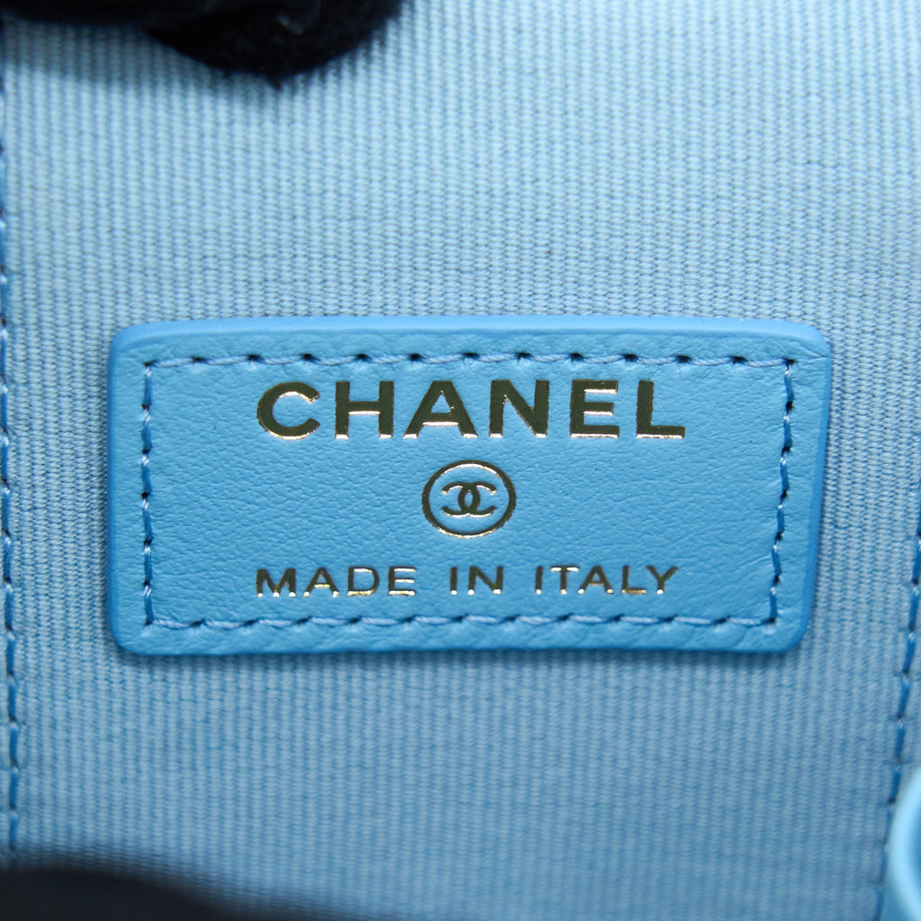 CHANEL MINI VANITY CASE WITH GIANT CHAIN LAMBSKIN BLUE LGHW