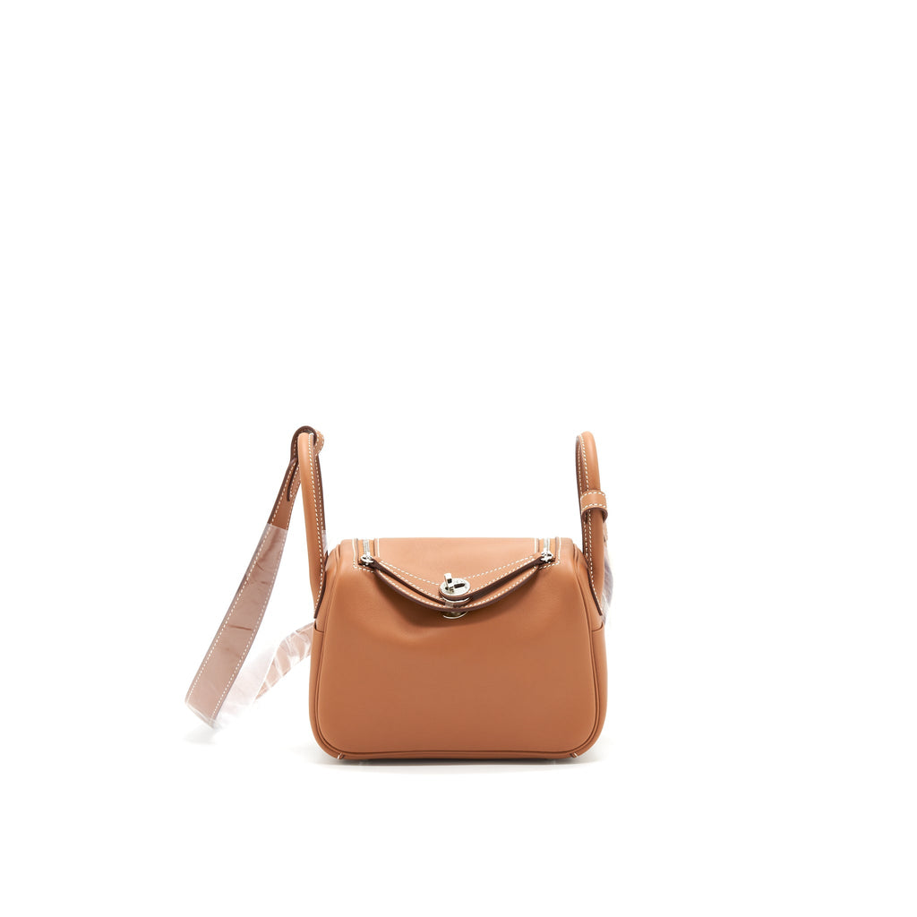 HERMES MINI LINDY SWIFT LEATHER GOLD/ JAUNE AMBRE WITH SHW