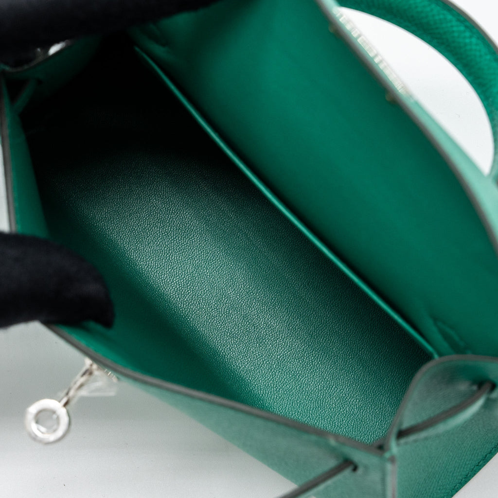 HERMES MINI KELLY EPSOM WOOLY STRAP VERT JADE/ BLUE PARADIS-SAPHIR SHW