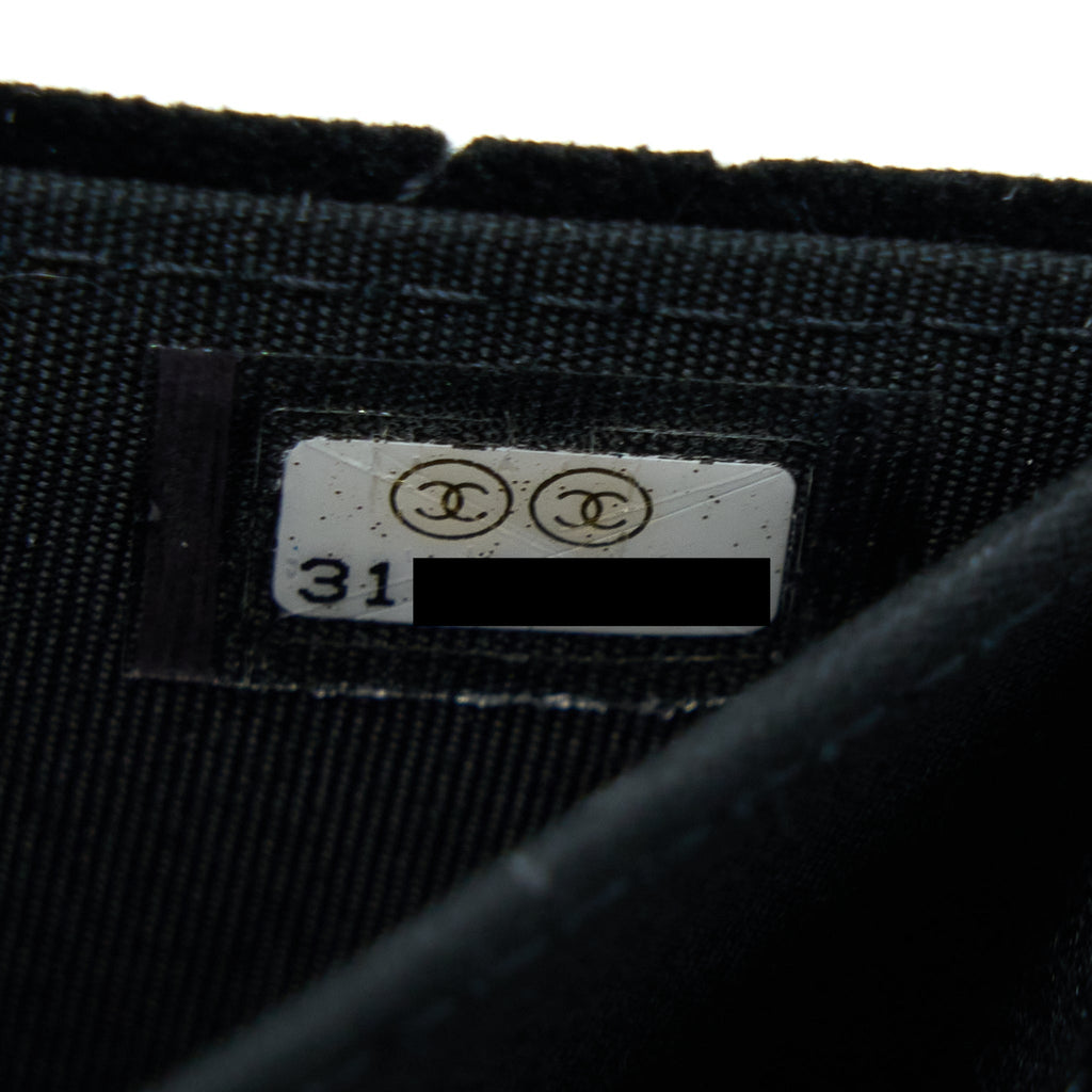 CHANEL SMALL FLAP WALLET VELVET BLACK LGHW