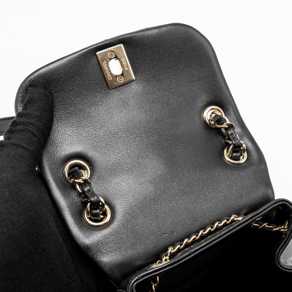 CHANEL MINI DUMA BACKPACK CALFSKIN BLACK LGHW (MICROCHIP)