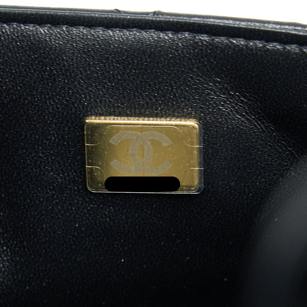 CHANEL CLASSIC MINI SQUARE FLAP BAG LAMBSKIN BLACK LGHW (MICROCHIP)